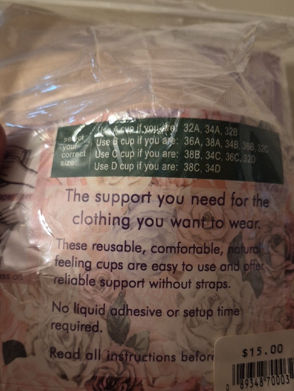 Magicups Satin Strapless Adhesive Bra Cups in Cream Size C - Picture 6 of 7